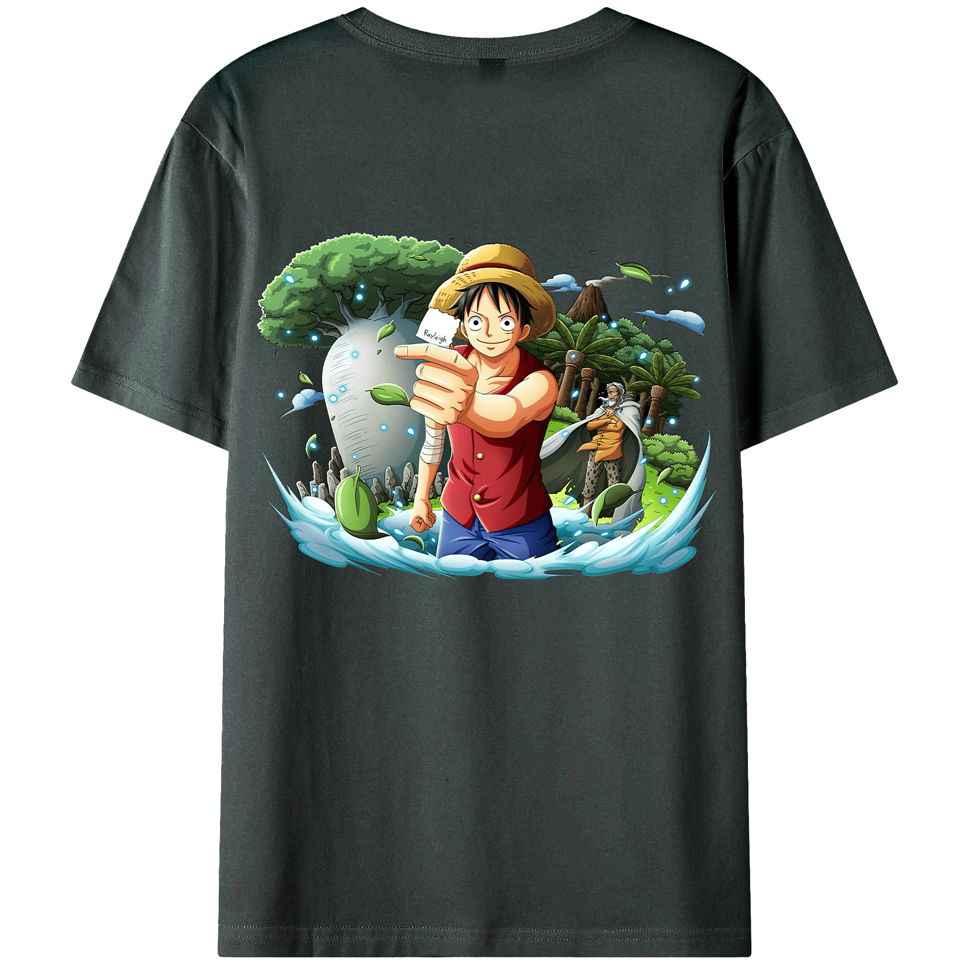 ワンピース モンキー・D・ルフィ ONE PIECE Monkey D. Luffy 綿100％ メンズ半袖Tシャツ（バックプリント） 通気性